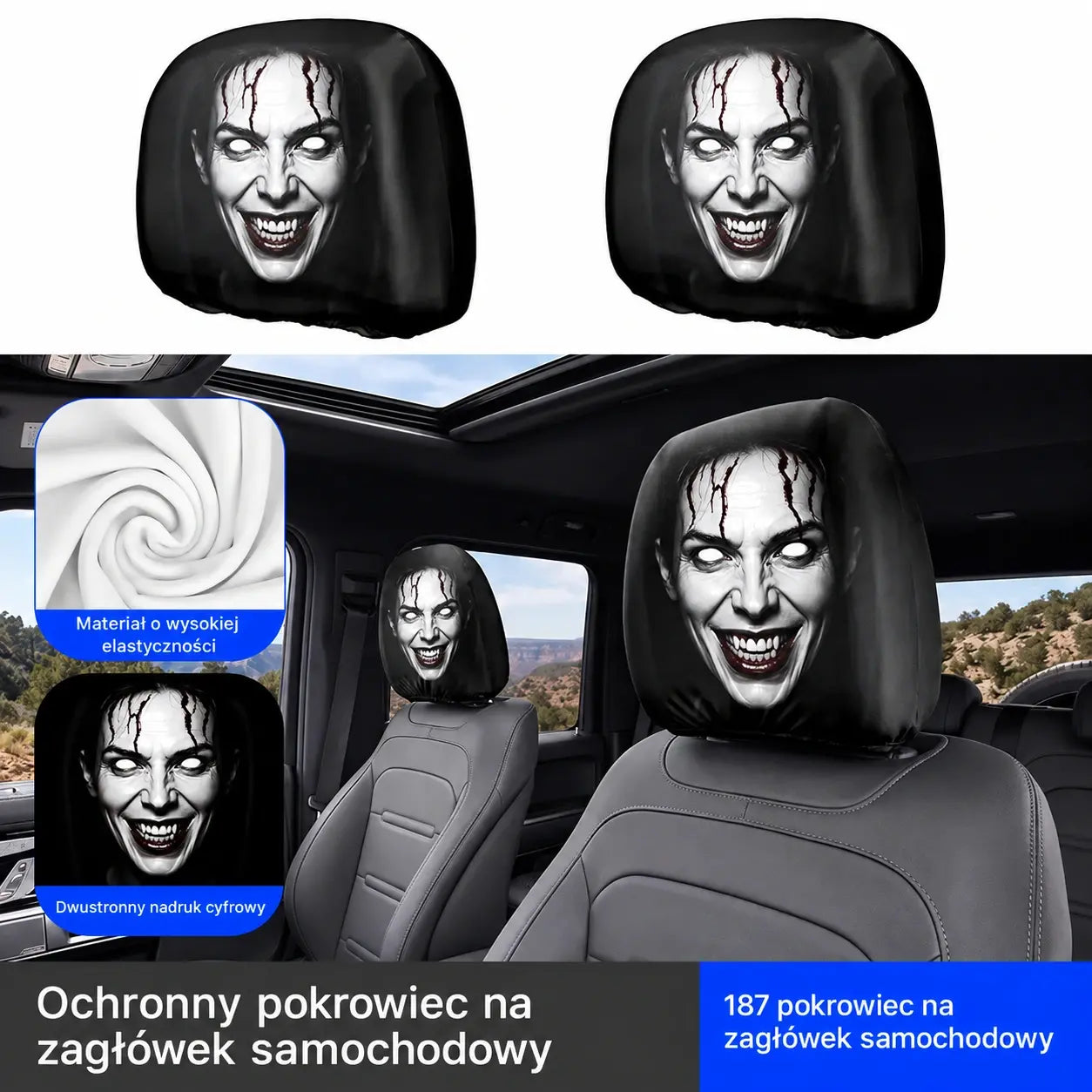 Pokrowce na poduszki samochodowe z zabawnym motywem
