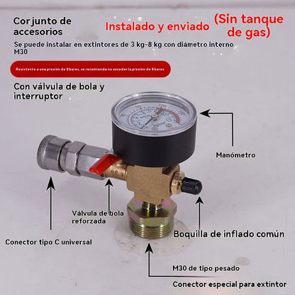 👍👍Conversión de botella extintora de incendios casera a cilindro de gas para gran altitud, cilindro de gas para acampar al aire libre y picnic, válvula de gas recargable.