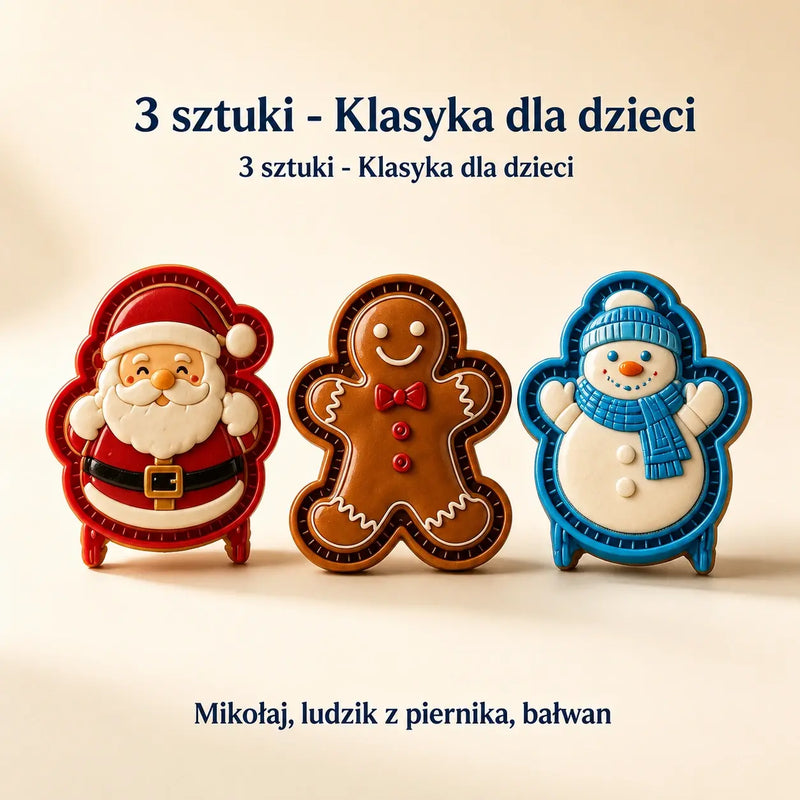 【1 zestaw – 3 sztuki 】 Zestaw mini foremek do świątecznych wypieków z 9 wzorami | 🫎 Wielorazowe foremki z tłoczonym wzorem do tworzenia szczegółowych świątecznych ciasteczek i dekoracji w kształcie Świętego Mikołaja, bałwanka, renifera oraz choinki