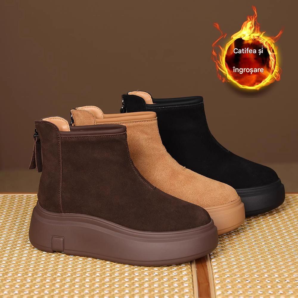 💖👢【35-40】2025 snehule so zadným zipsom s hrubou podrážkou, pohodlné, vodeodolné a protišmykové