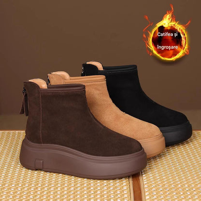 💖👢【35-40】2025 snehule so zadným zipsom s hrubou podrážkou, pohodlné, vodeodolné a protišmykové