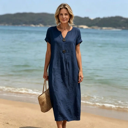 ✨【S-3XL】Elegancka Sukienka z Lnu i Bawełny – Komfort i Świeżość