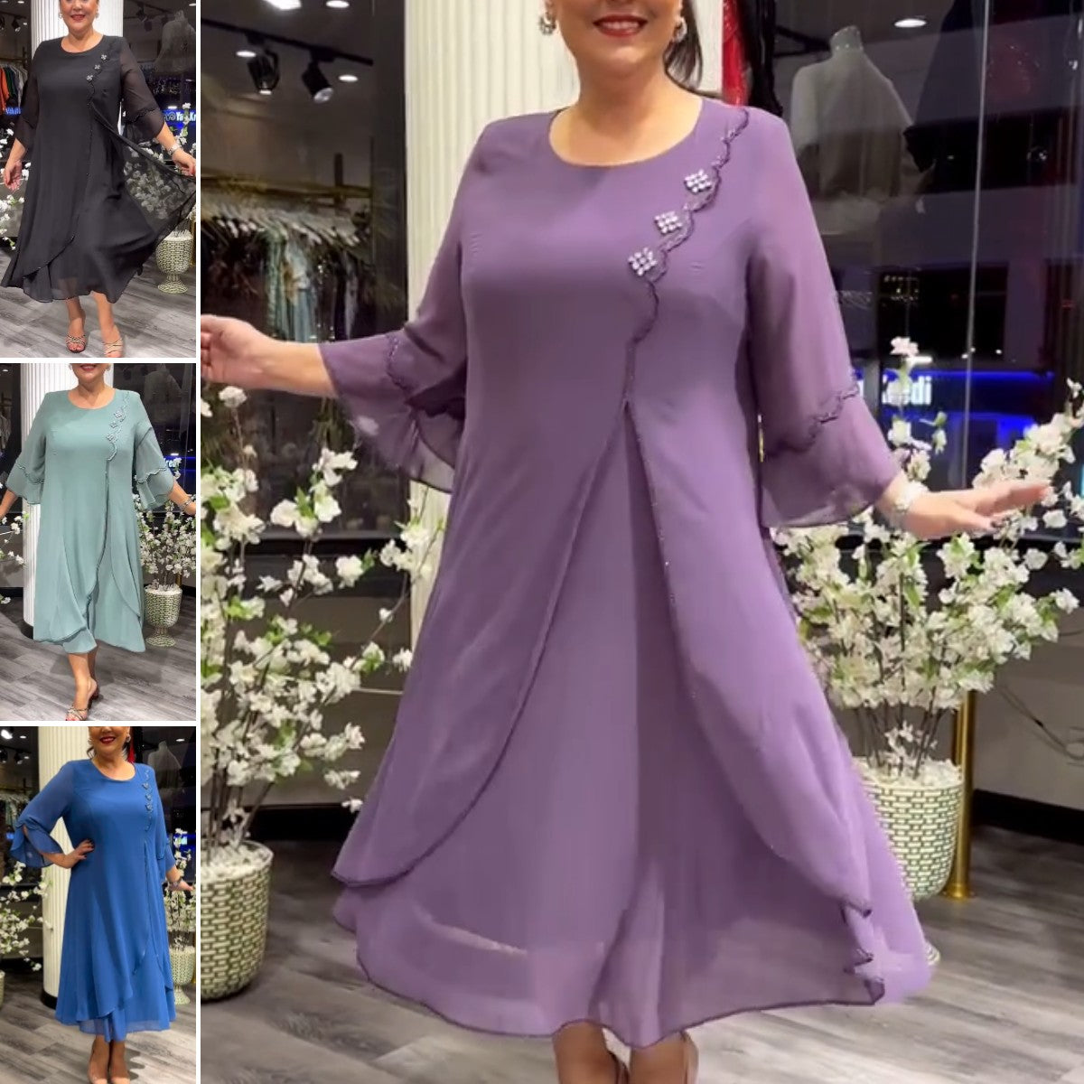 Плащане при доставка💗💃【S-5XL】 2026 Нови висококачествени рокли от шифон с високо качество