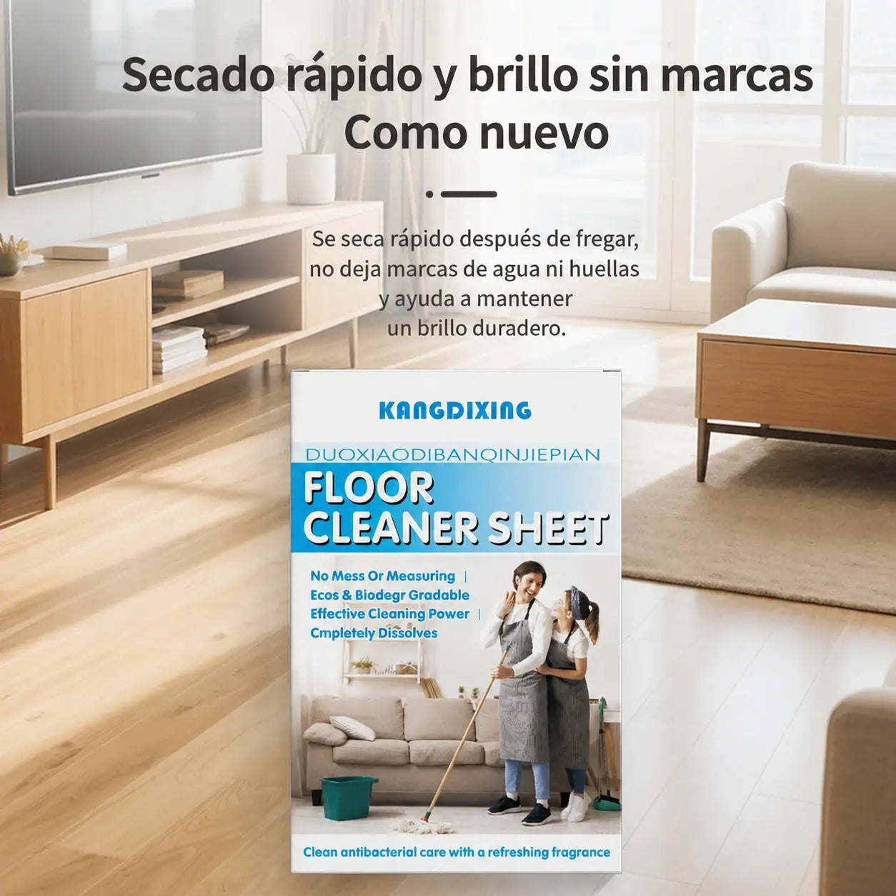 🧹✨【4 paquetes, 240 hojas】Láminas limpiadoras solubles para suelos de madera, laminados y azulejos
