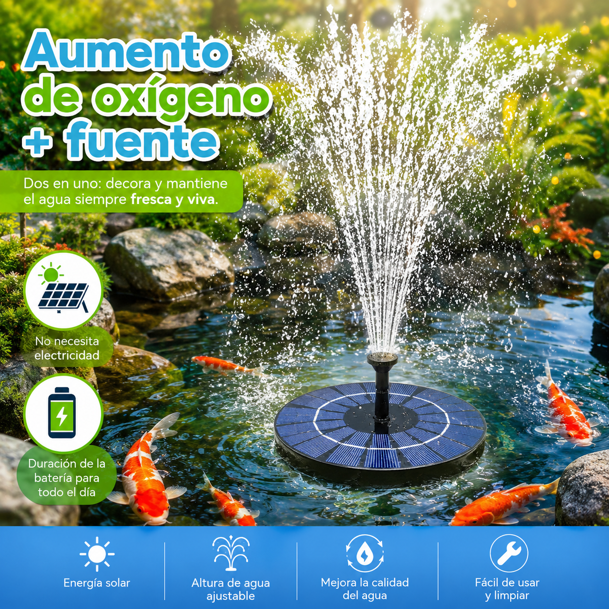 🔥 ¡Oferta por tiempo limitado! 💥 Fuente de agua alimentada por energía solar