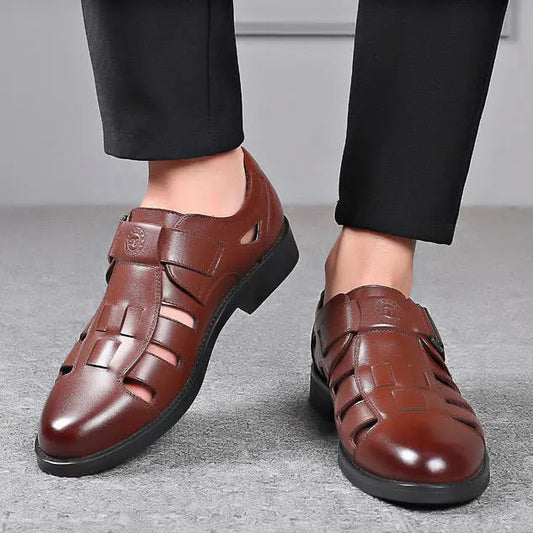 🔥💥【50% zniżki✨】【Rozmiary 39-44】Nowe letnie stylowe męskie sandały z prawdziwej skóry, odpowiednie do codziennego noszenia