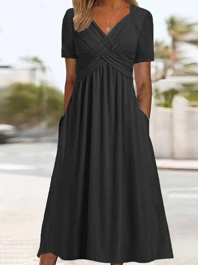🔥💕🔥【S-3XL】2025 Rochii ocazionale de lungime medie la modă Pure Color
