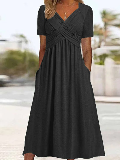 🔥💕🔥【S-3XL】2025 Rochii ocazionale de lungime medie la modă Pure Color