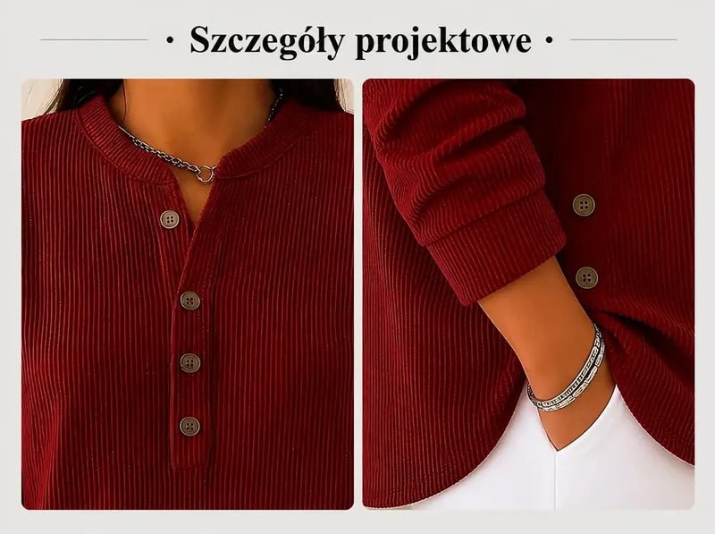 Wysokiej jakości damska bluzka w jednolitym kolorze, o luźnym kroju, z długim rękawem i okrągłym dekoltem (S–4XL).