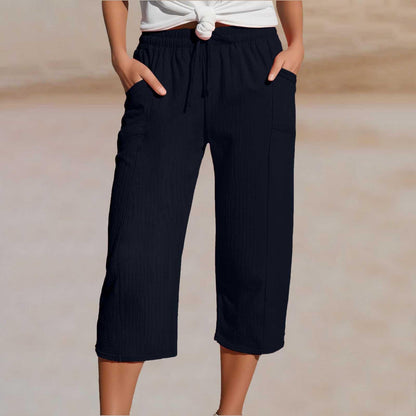 💖👖👖Ženske jednobojne plisirane capri hlače od pamuka i lana - hladne i prozračne, laskaju obliku nogu, elegantne i ležerne
