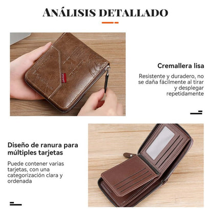 🎉Nuevo lanzamiento 50%🎉 Billetera multifuncional de piel auténtica suave para hombre