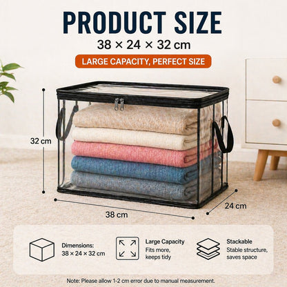 Pack de 3 bolsas transparentes resistentes para ropa y almacenamiento