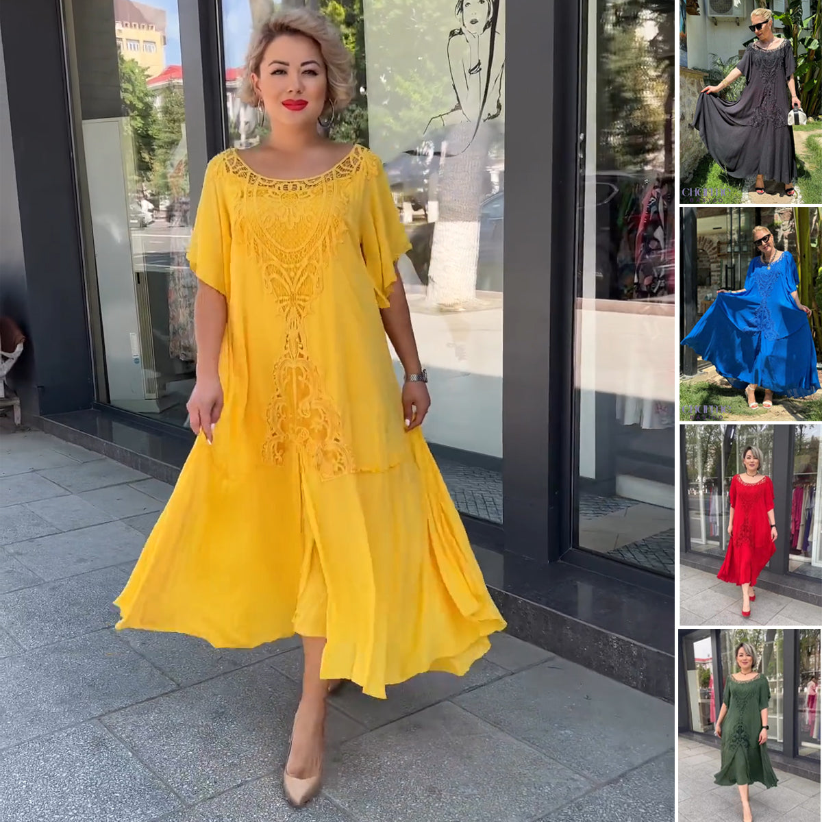 Płatność przy odbiorze【S-5XL】👗2026 Damska luźna koronkowa sukienka w dużych rozmiarach, elegancka i piękna