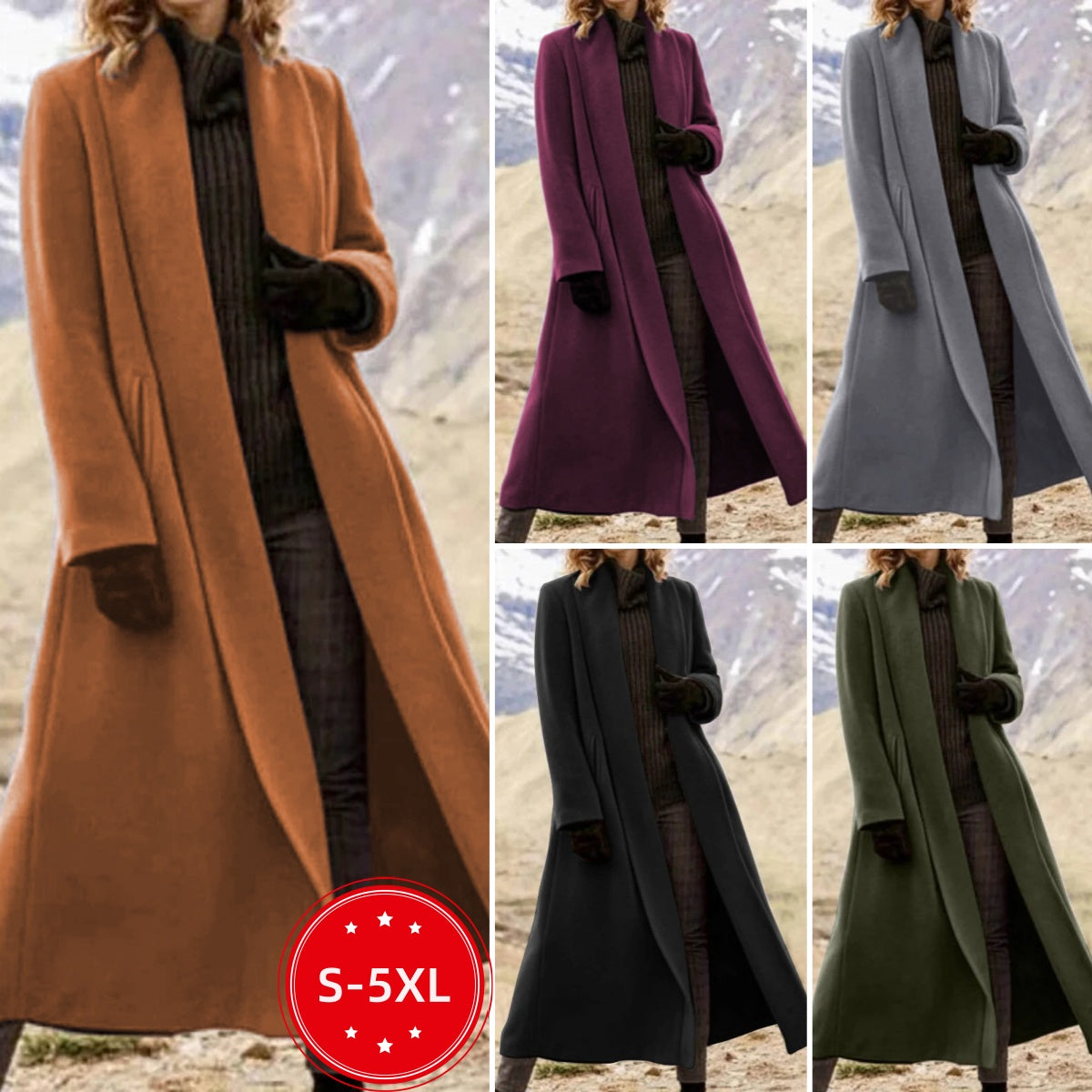 ✨🌸✨Ekstra dugi kaput, novi 2025., produženi ležerni vuneni vjetrovnjak