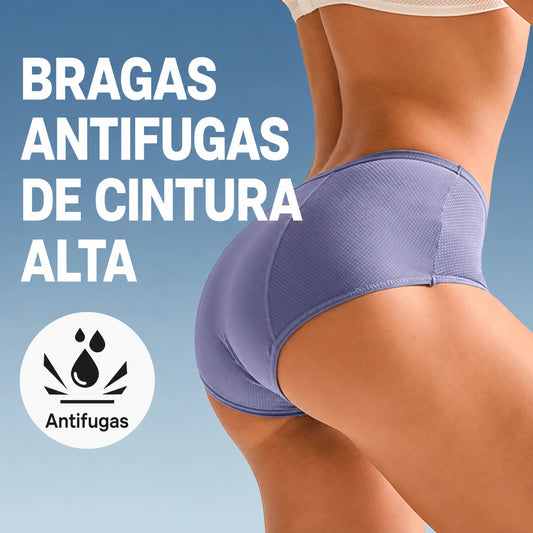 🎉【L-8XL】【Pack de 5】Bragas de cintura alta antifugas para mujer