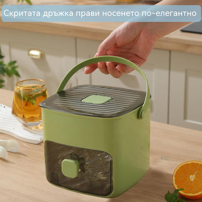 💞Продажби над 50 000! 💥🥤🧊 50% отстъпка! Ледогенератор с функция за съхранение: произвежда 48 кубчета едновременно, капак против протичане. Може да се подрежда, спестява място. Включва лъжичка за лед и щипки 🏖️✅