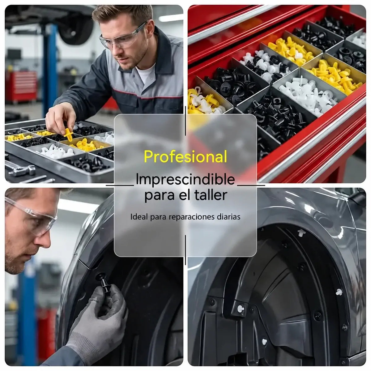 🚗(1 paquete contiene 150 unidades)🔧 Juego de clips de plástico universales para varillas de soporte de amortiguadores de coche