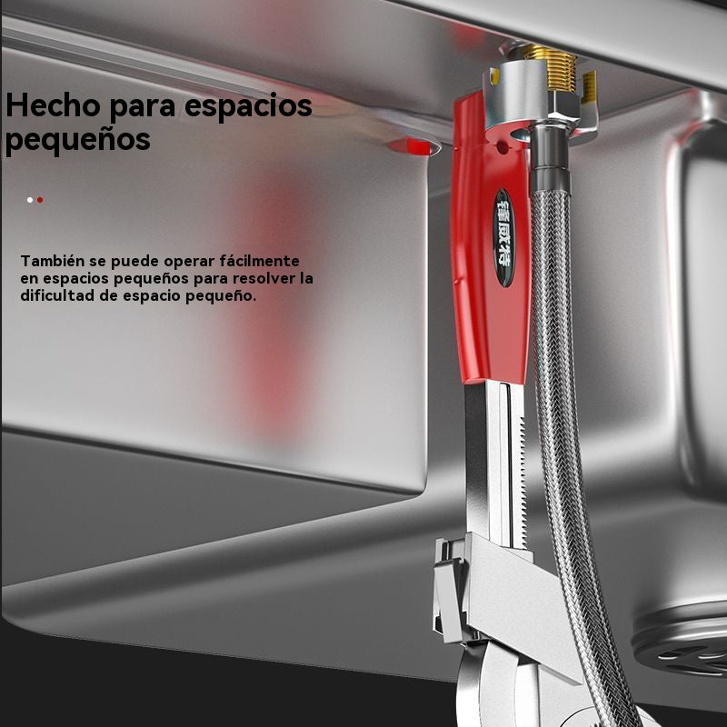 🔧🛠️ Llave ajustable para baño de aleación de aluminio multifuncional, 💧llave para manguera de grifo y llave para fregadero.