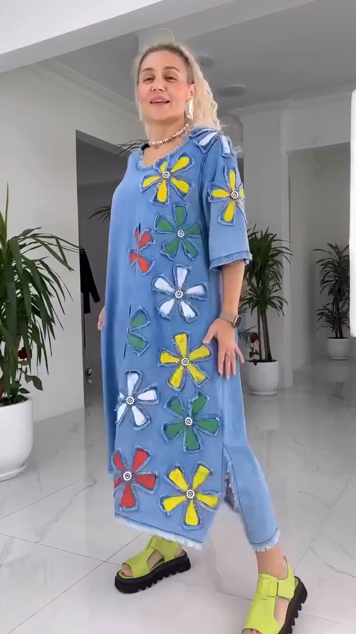 💥49% popusta💥💕【S-5XL】👗Ležerna haljina s okruglim izrezom i cvjetnim printom