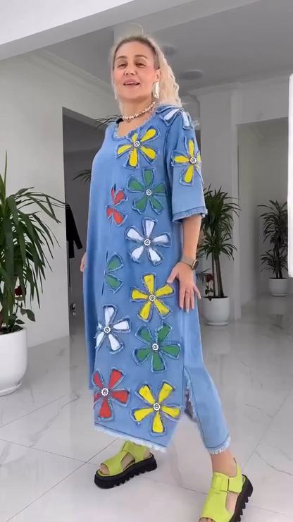 💥49% popusta💥💕【S-5XL】👗Ležerna haljina s okruglim izrezom i cvjetnim printom