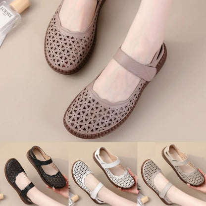 💟🥿【35-40】💖2026 nove ženske sandale od prave kože, ravne cipele, šuplje i prozračne, moderan dizajn