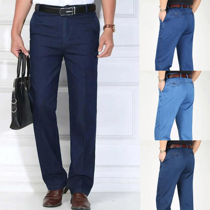 👖👖【Oferta por tiempo limitado】Jeans elásticos de alta calidad para hombre, diseño fino, suelto, de pierna recta, transpirables y cómodos.