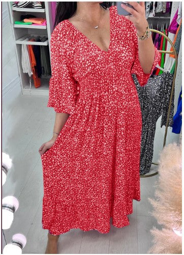 👗🌷【S-5XL】Нова рокля с флорален принт с V-образно деколте от 2026 г.