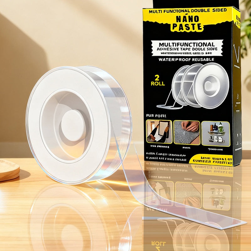 💧【2 piezas】Cinta adhesiva nano de doble cara de alta adherencia, cinta acrílica transparente, impermeable y resistente al polvo