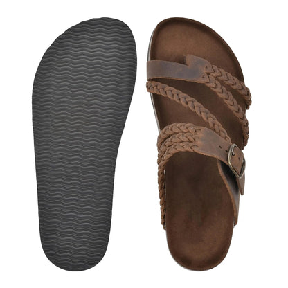 Sandalias Sahara - Sandalias de Cuero Trenzado con Suela de Corcho