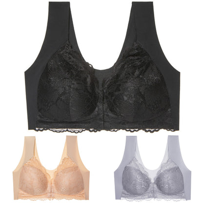 ✨🔥【Έκπτωση περιορισμένης διάρκειας】🔥【3 τεμάχια】 Μεγάλο μέγεθος με μπροστινό κούμπωμα, σέξι, χωρίς μπανέλα, σουτιέν με όμορφη πλάτη