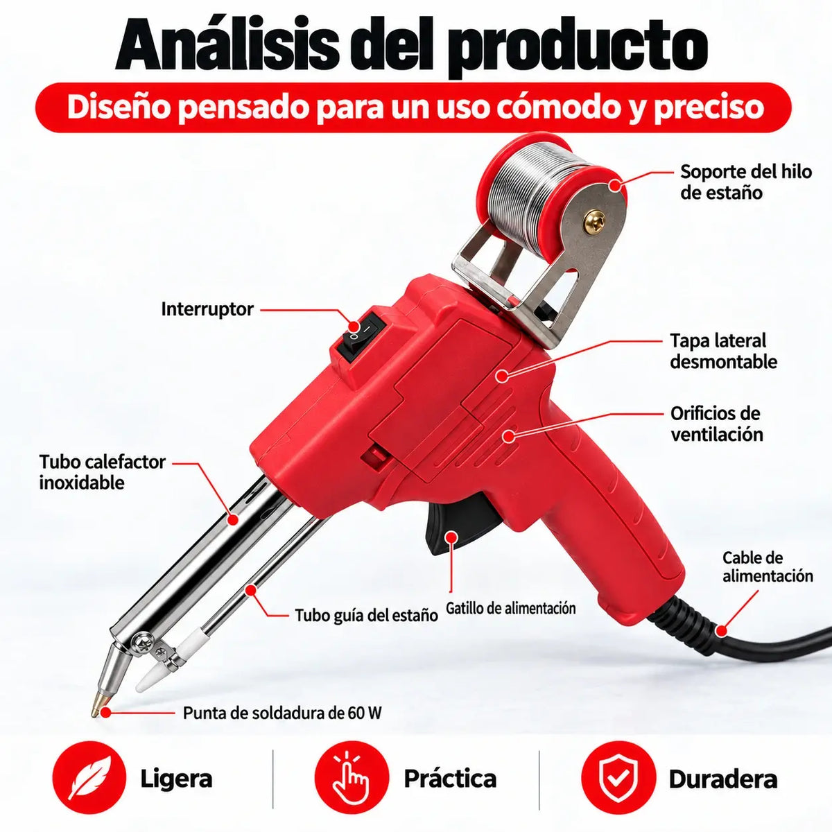 ⏳ Oferta especial por tiempo limitado ⌛ Soldador eléctrico de alto rendimiento 60W 🔥