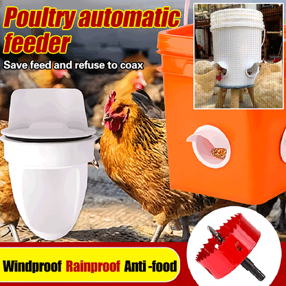🐓【Puncher + 10 Comederos】Comedero automático para pollos, patos y gansos