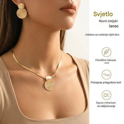 🔥 50% popusta 💎 Moderan i elegantan set ogrlice i naušnica ✨ Elegantno i klasično, idealno za svakodnevno nošenje i zabave 🌿