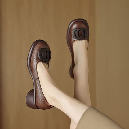 ✨👠【Ograničena ponuda 50%】【35-40】2025 Nove udobne kožne cipele  Retro potpetica 5 cm 🌟 Elegantne i svestrane