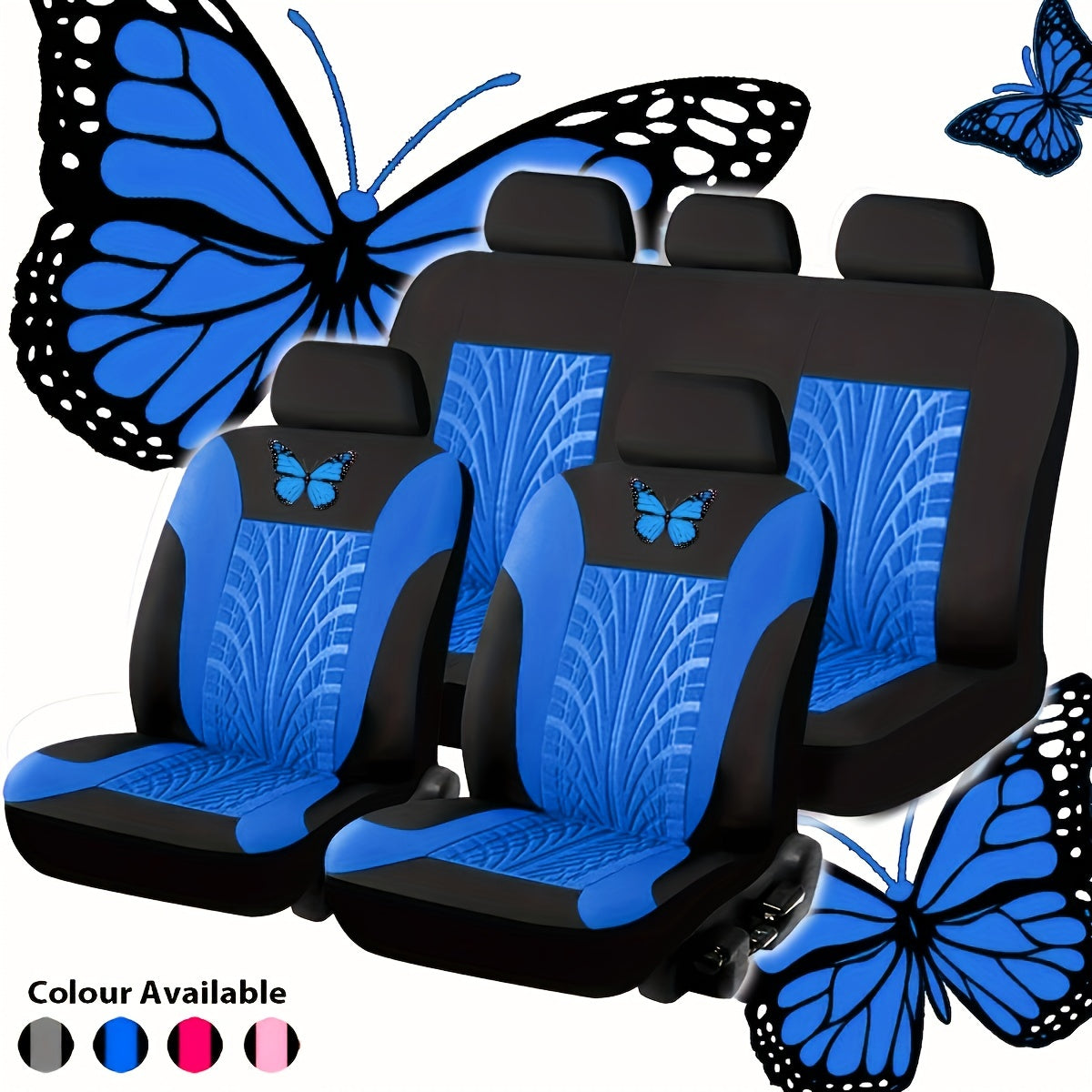 🦋 Univerzalni komplet presvlaka za autosjedalice s izvezenim crvenim leptirima