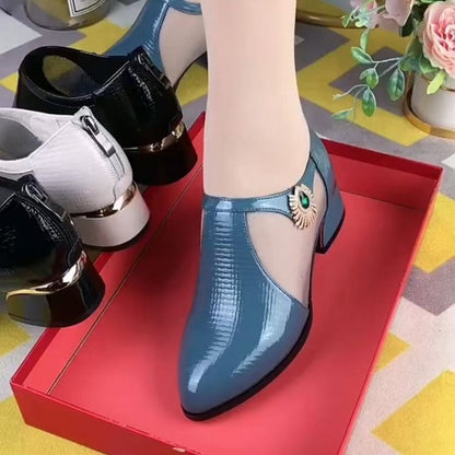 💟【45% OFF】👠【35-40】✨ Elegantne i moderne ženske cipele od mrežaste kože s patchwork uzorkom i niskom petom 💃🌟