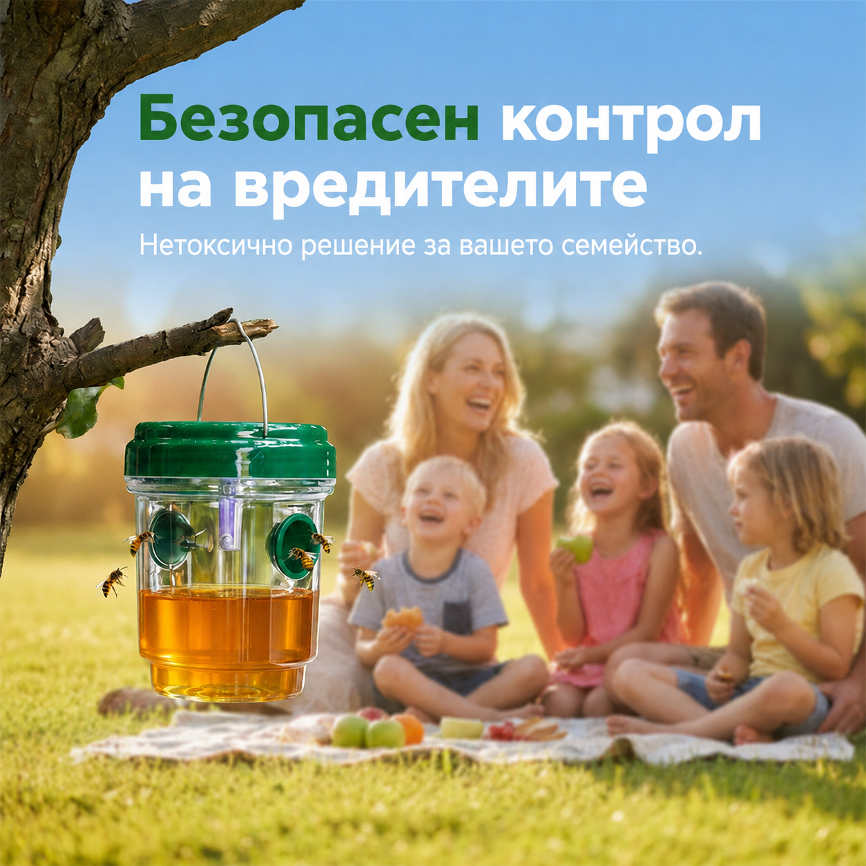 🐝☀️Соларен капан за оси за дворове и градини 🔋🌿 – Високоефективен, презареждаем, устойчив на атмосферни условия, покрива до 500 кв. м.