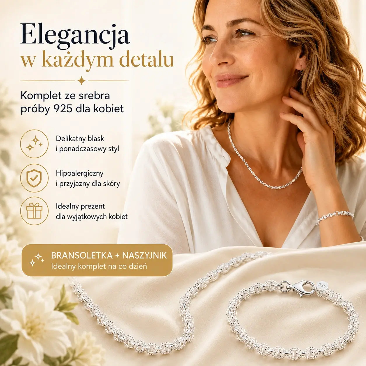 【Naszyjnik + Bransoletka】Modny zestaw biżuterii