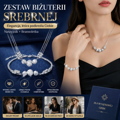 【Naszyjnik + Bransoletka】✨Zestaw biżuterii ze srebra z grawerowanym naszyjnikiem
