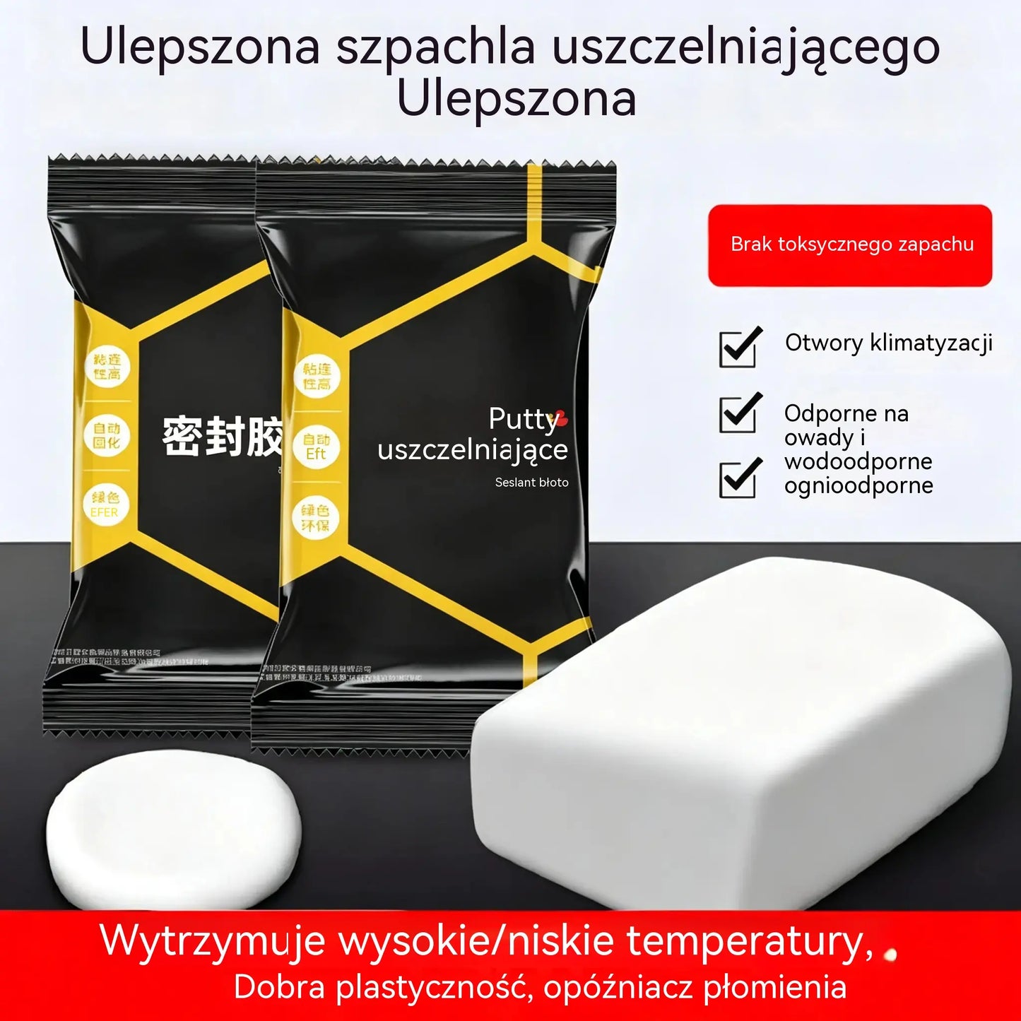 【10 sztuk za 99 zł】🔧 Biała wodoodporna szpachlówka uszczelniająca – naprawia otwory, ściany i rury klimatyzatorów 💧🏠