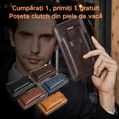💼🔥 Portofel multifuncțional pentru bărbați, realizat manual din piele naturală, în stil nou