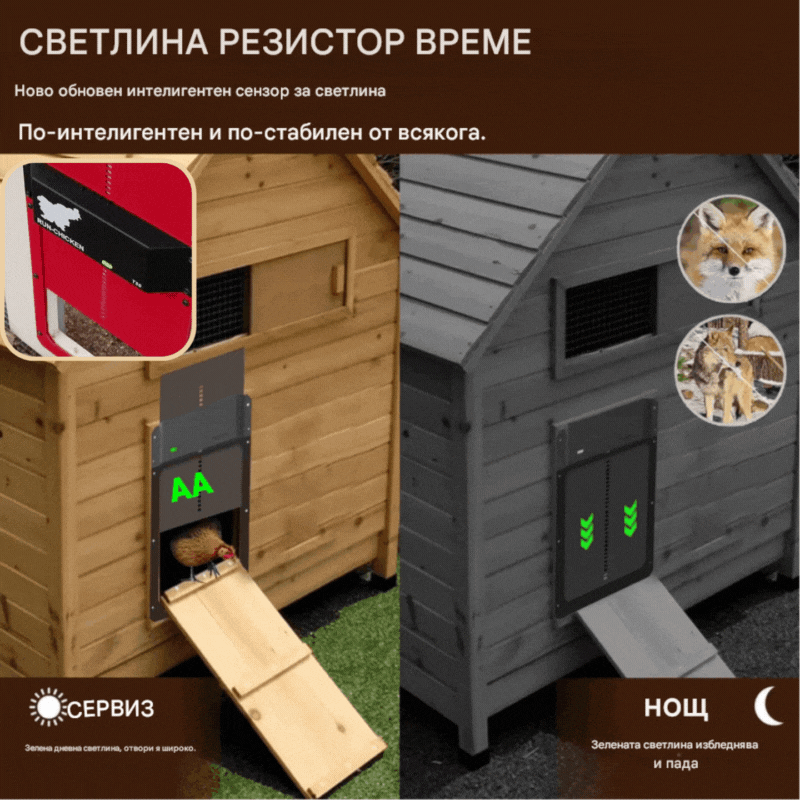 🏠Ограничена по време оферта! 🔥 Автоматична врата за кокошарник със светлинен сензор.