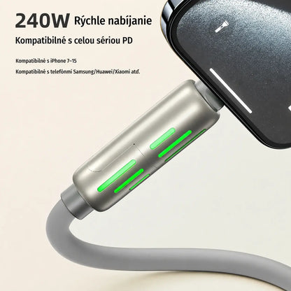 🔥 【2 sztuki za 99 zł】 🔥 (długość 2 m) Kabel 4 w 1 PD 240 W – szybkie ładowanie USB-C, Lightning i USB-A, aluminium i silikon, synchronizacja danych ⚡📱