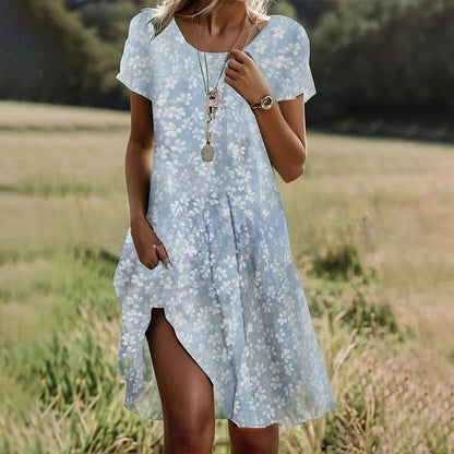 🛒📣【Последен ден на промоцията】💖【S-3XL】👗Нова ежедневна рокля с обло деколте и принт за пролет и лято 2026