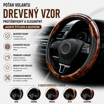 【1 súprava / 3 kusy】Protišmykový poťah na volant auta so vzorom dreva
