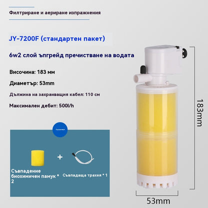 🐟Система за циркулация на водата в аквариума с 3-в-1 филтър, тиха работа.