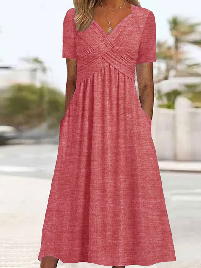 🔥💕🔥【S-3XL】2025 Rochii ocazionale de lungime medie la modă Pure Color