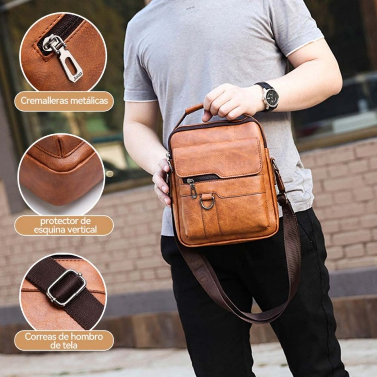 🔥45% de descuento 👜 Bolso de piel para hombre moderno y casual con gran capacidad