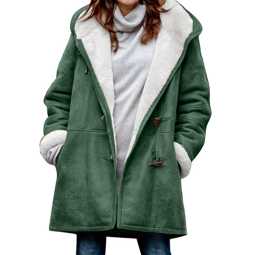 🔥⛄【Ograniczona zniżka 50%】✨【S-5XL】Nowa modna ciepła damska kurtka z kapturem i podszewką ze zamszu i polaru