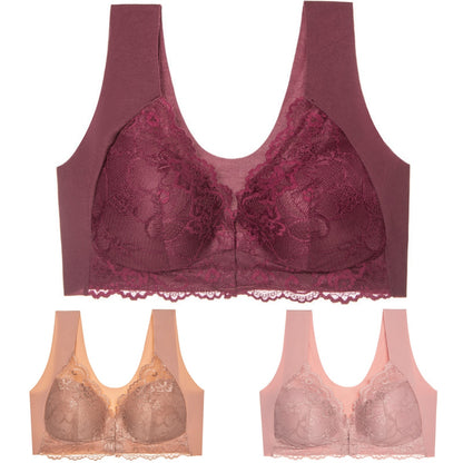 ✨🔥【Έκπτωση περιορισμένης διάρκειας】🔥【3 τεμάχια】 Μεγάλο μέγεθος με μπροστινό κούμπωμα, σέξι, χωρίς μπανέλα, σουτιέν με όμορφη πλάτη
